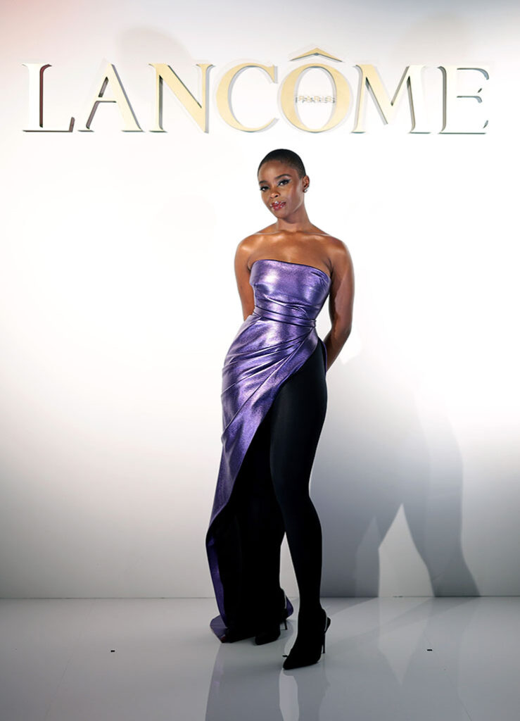 Joy Sunday Was Unveiled As Lancome New Global Brand Ambassadresses Wearing LaQuan Smith 739x1024