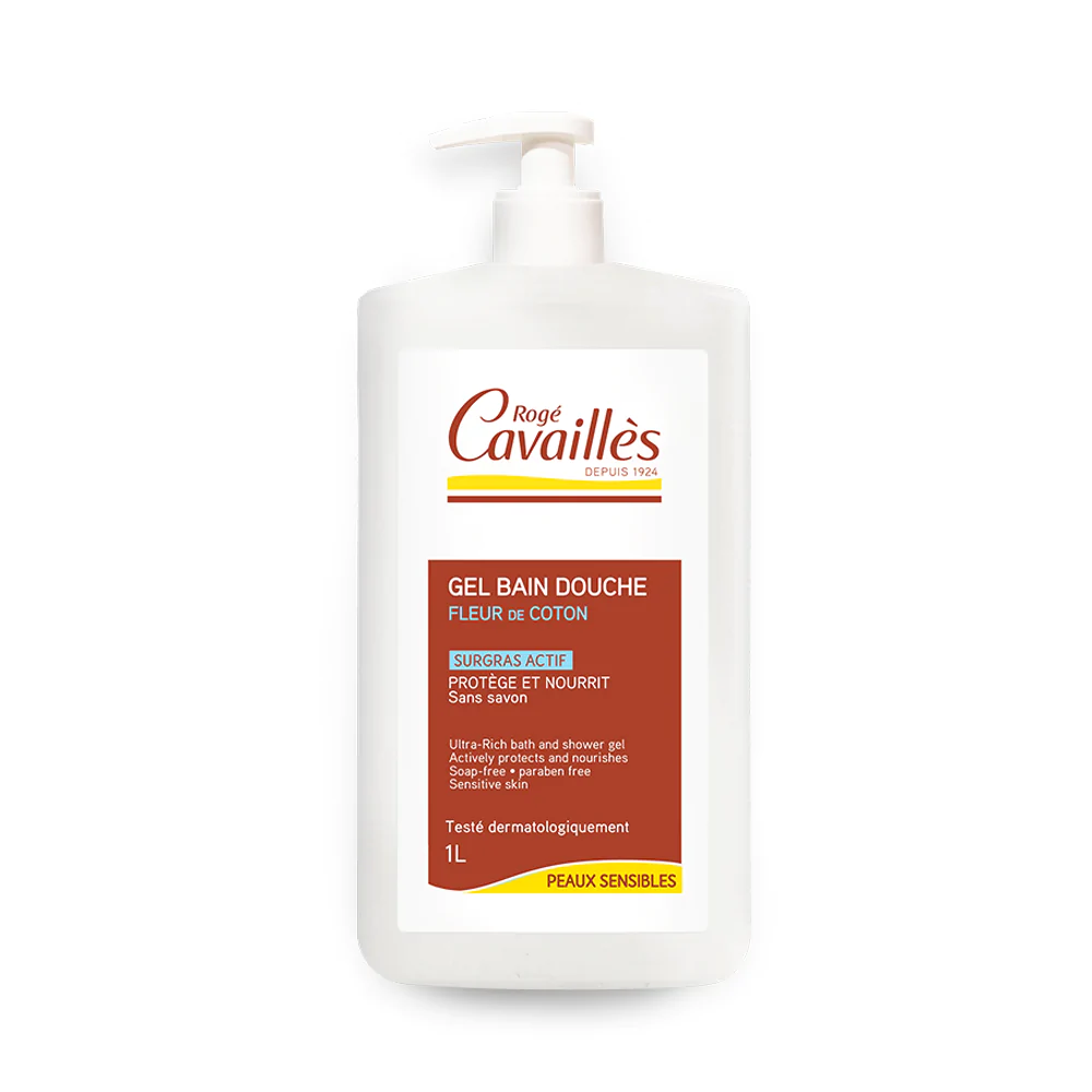 Roge Cavailles Gel Bain Douche Fleur de Coton 1l nova parapharamacie maroc
